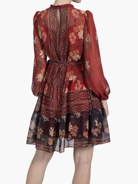 julia jordan Red Floral Tiered Skater Skirt